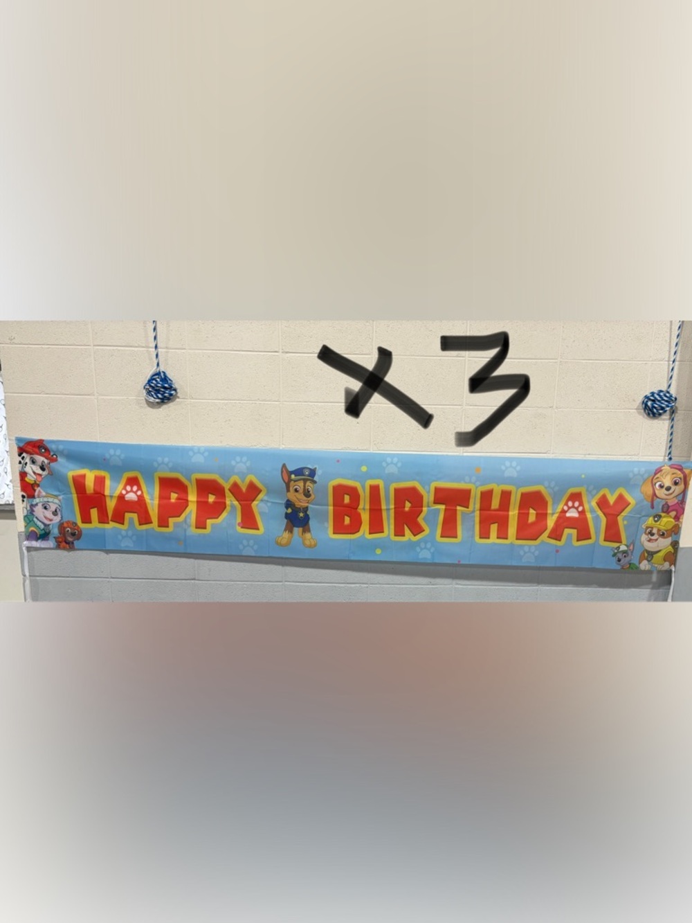 Paw Patrol Birthday Banner - Light Blue & Red